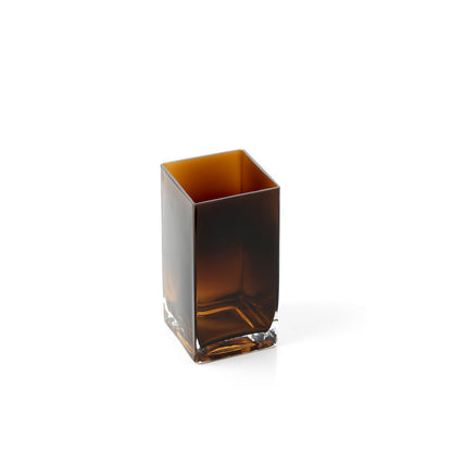 Amber Glass Vase - Small Cuboid