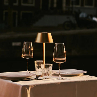 Gold Table Lamp Cordless - Modern Design, 3 Light Modes