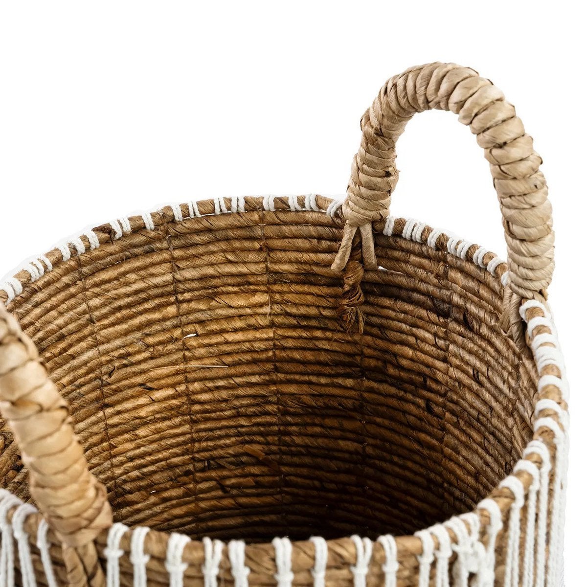 Seagrass Macrame Storage Basket - Small Woven Decorative Basket