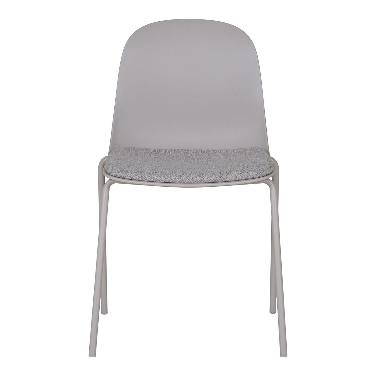 Light Grey Fabric Dining Chairs - Modern Stackable Set of 2