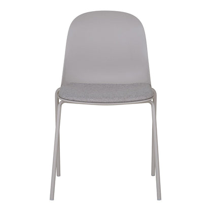Light Grey Fabric Dining Chairs - Modern Stackable Set of 2
