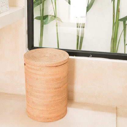 Rattan Laundry Basket with Lid – Handmade Storage Basket SARI