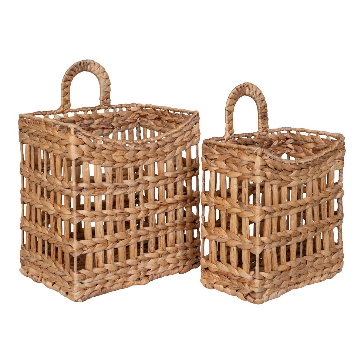 Water Hyacinth Hanging Baskets - Natural Bohemian Style, Set of 2