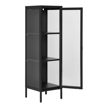 Black Steel Display Cabinet - Slim Modern Bookcase 40x35x140 cm