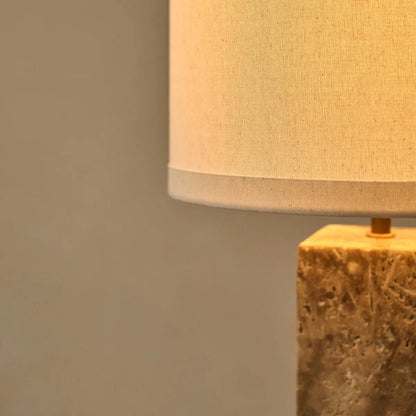 Rosie Travertinlampe | Baumwollschirm & Elegantes Design