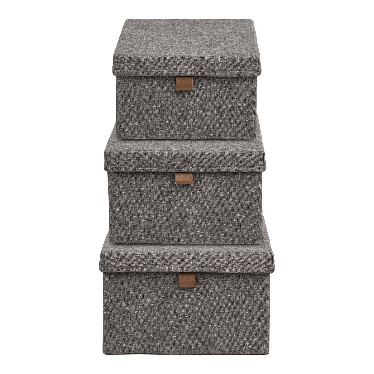 Boîtes de rangement Noto, textile, gris foncé, ensemble de 3