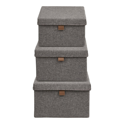 Boîtes de rangement Noto, textile, gris foncé, ensemble de 3