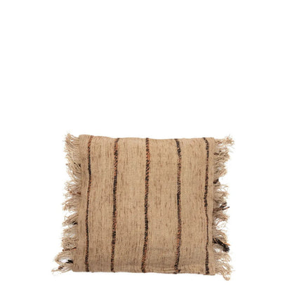 Cotton Boho Cushion Cover - Beige & Black - 40x40 cm
