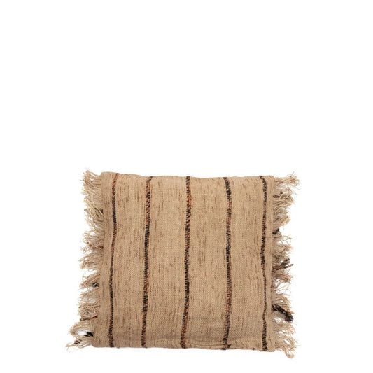 Βαμβακερή Boho Μαξιλαροθήκη - Μπεζ & Μαύρο - 40x40 εκ.