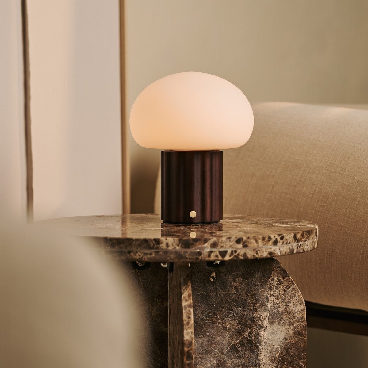 Jord Dark Brown Rechargeable Table Lamp | Cordless, Unique & Up to 100 Hours of Light