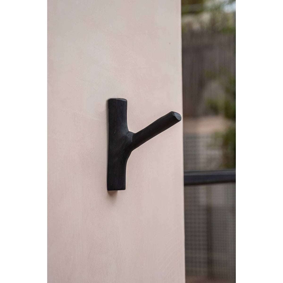 Teak Wall Hook - Black Coastal Style Clothing Hanger