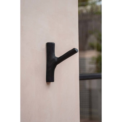 Teak Wall Hook - Black Coastal Style Clothing Hanger