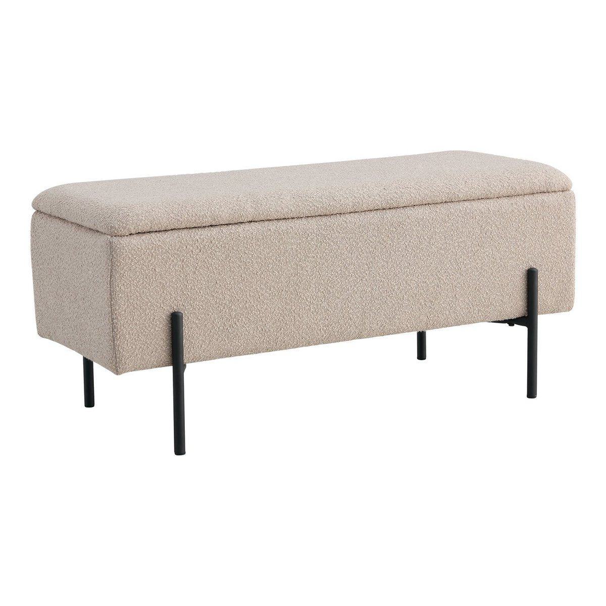 Watford Bench - Beige, Bouclé, with storage 95x36.5x43cm