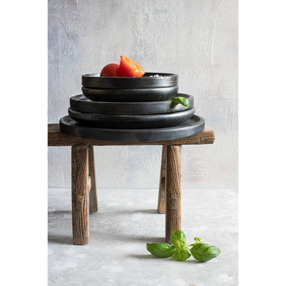 Burnt Dinner Plate - Black Ceramic, Medium Size