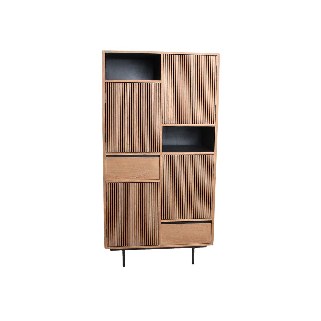 Teak Bookcase Cabinet - Recycled Wood, 90x45x172 cm