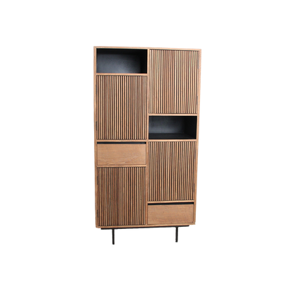 Teak Bookcase Cabinet - Recycled Wood, 90x45x172 cm