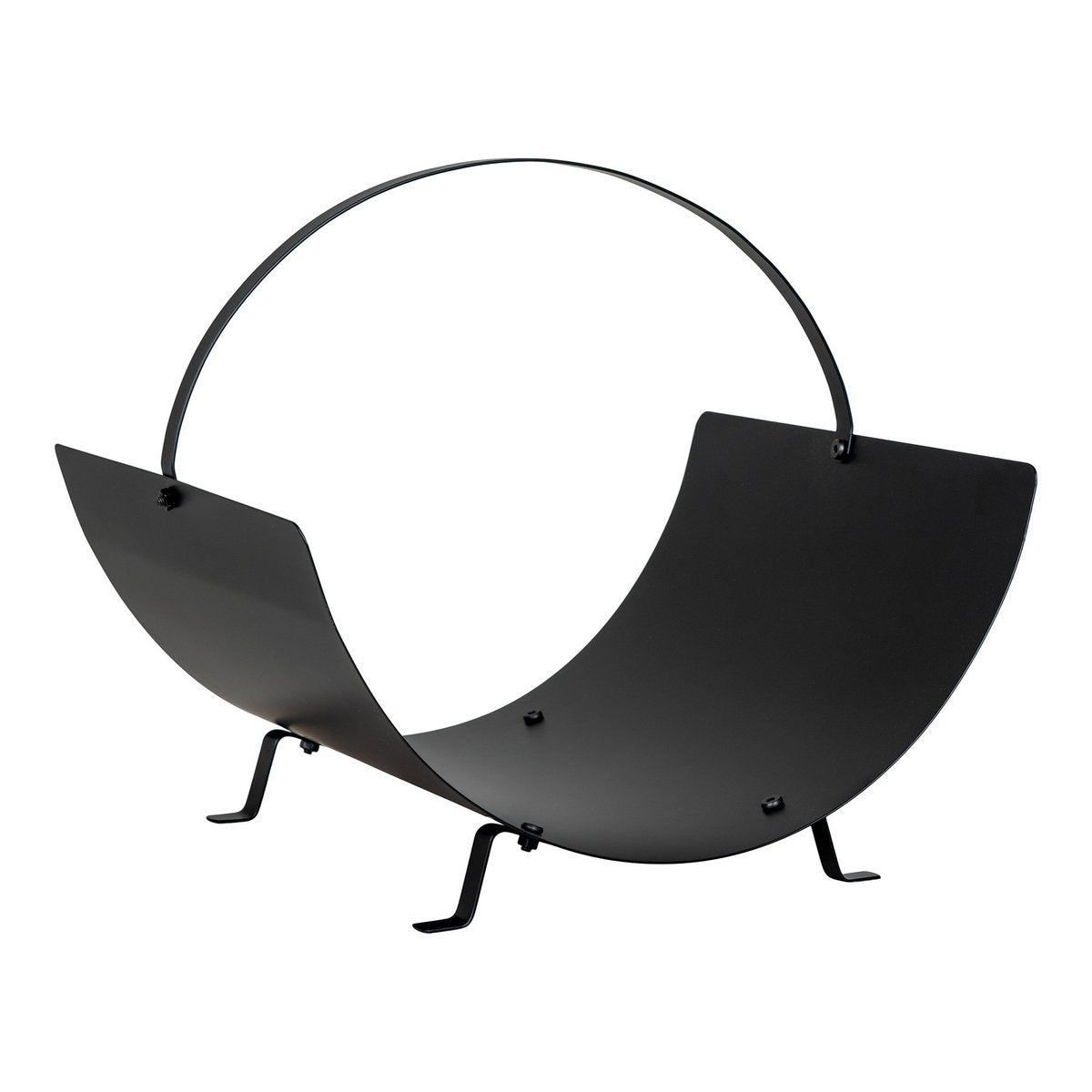 Black Steel Log Holder - Modern Fireside Firewood Rack, 40x35 cm