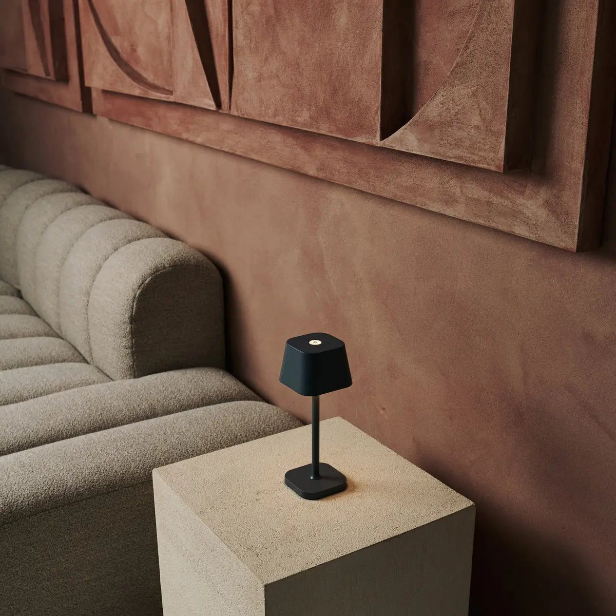 Ava Stone Grey Rechargeable Table Lamp | Stylish, Cordless Lamp & Dimmable