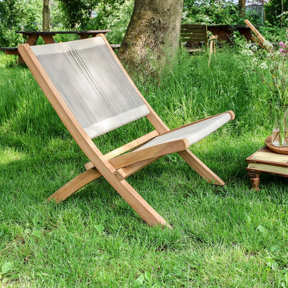 Rope folding lounge chair natural