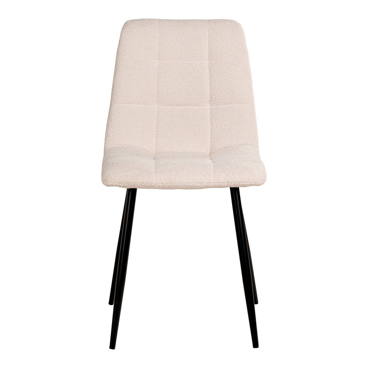Middelfart Dining Chair - White, Bouclé, Black Metal Legs - Set of 2
