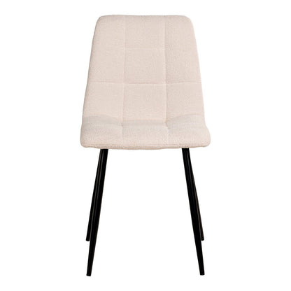 Middelfart Dining Chair - White, Bouclé, Black Metal Legs - Set of 2