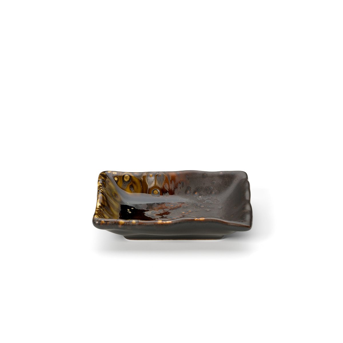 Ceramic Appetizer Bowl - Brown Glaze Small Rectangular Serving Dish