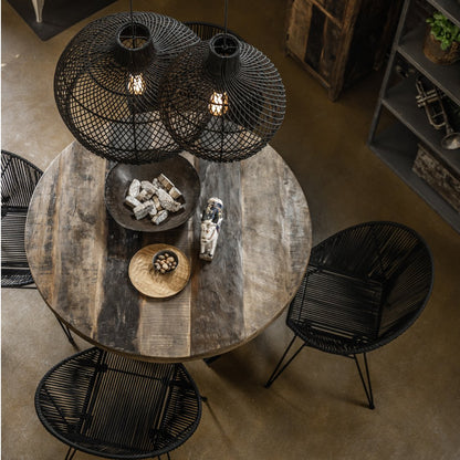 Rattan Pendant Light - Black Maze Hanging Lamp, Small