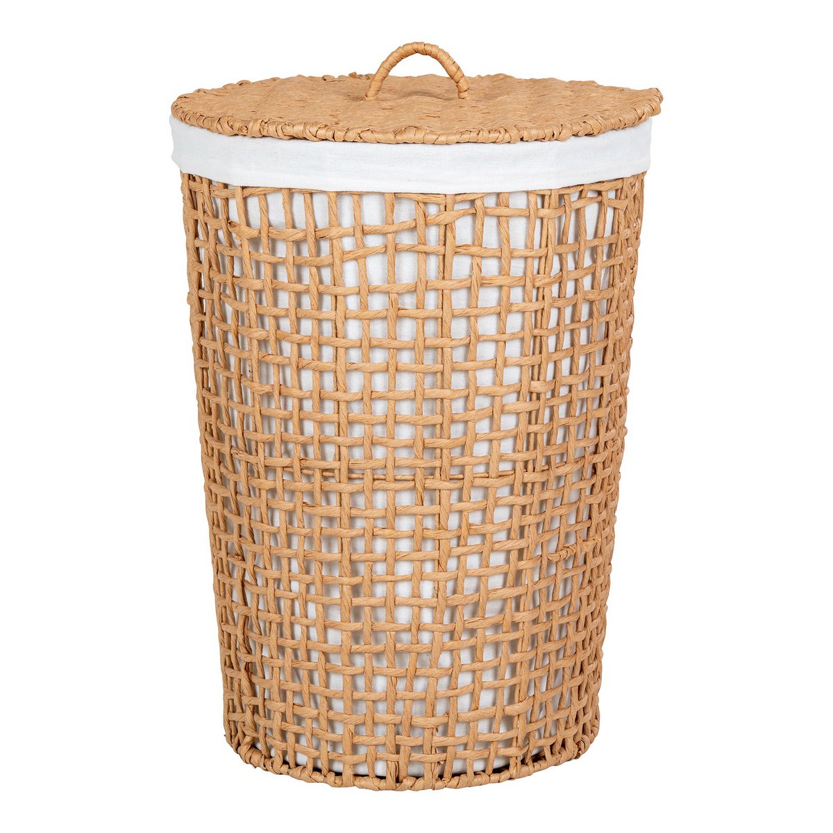 Paper Laundry Basket - Light Brown Woven Hamper 42x56 cm