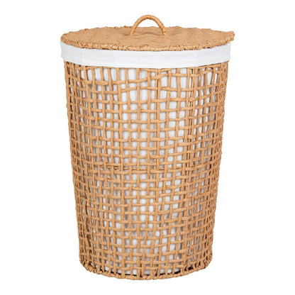 Paper Laundry Basket - Light Brown Woven Hamper 42x56 cm
