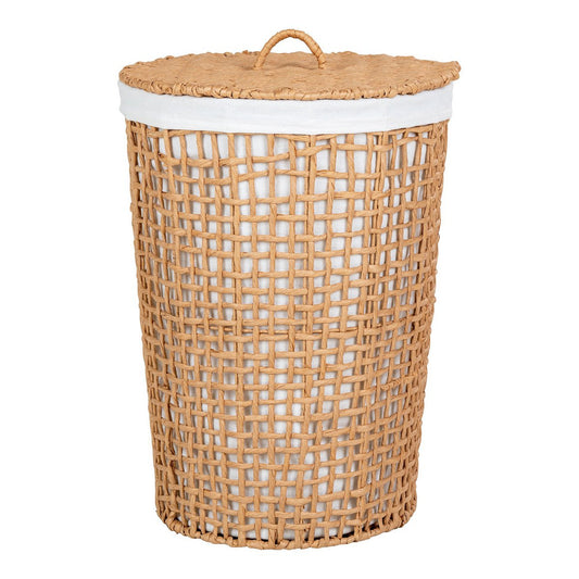Paper Laundry Basket - Light Brown Woven Hamper 42x56 cm