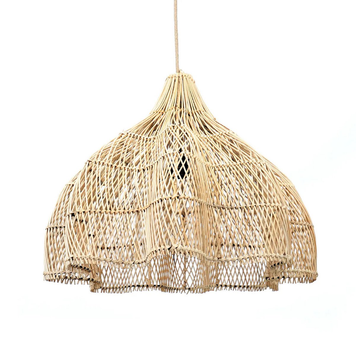 Rattan Pendant Light - Natural Handwoven Hanging Lamp - Medium