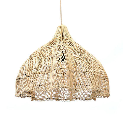 Rattan Pendant Light - Natural Handwoven Hanging Lamp - Medium