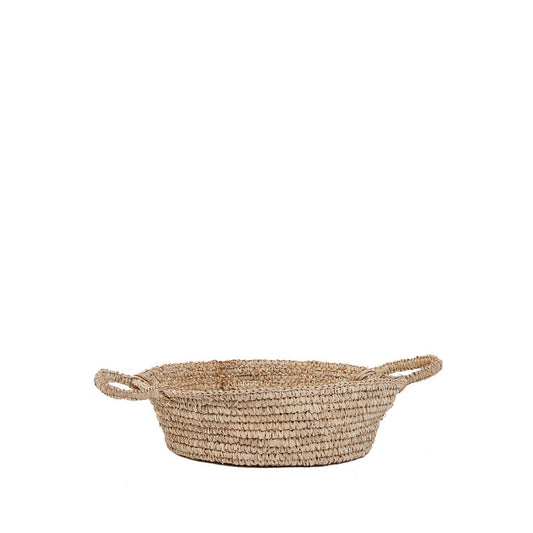 Raffia Basket Tray - Natural Woven Storage Basket - Medium