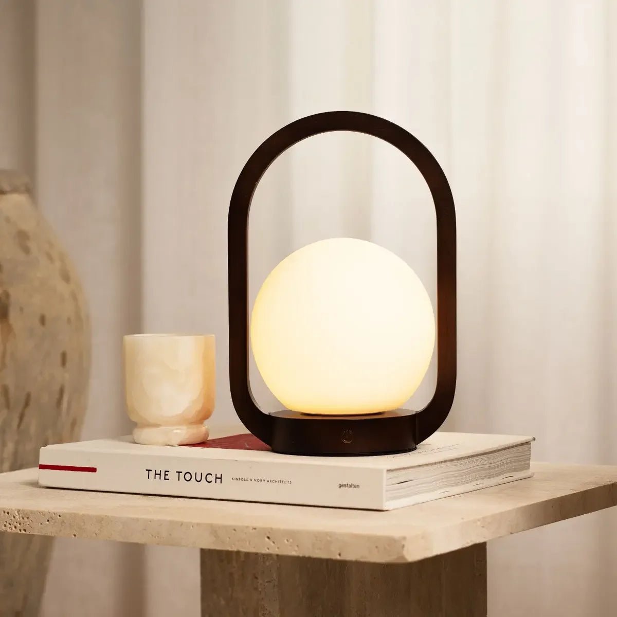 Skye Dark Brown Wooden Cordless Lamp | Rechargeable, Dimmable & 3 Light Modes
