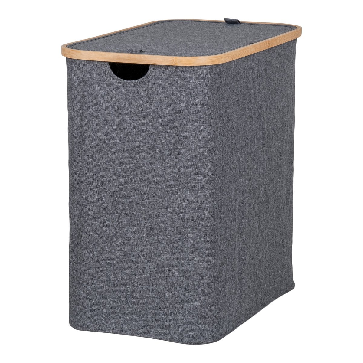 Bamboo Laundry Basket - Dark Grey Textile Liner, 54 cm