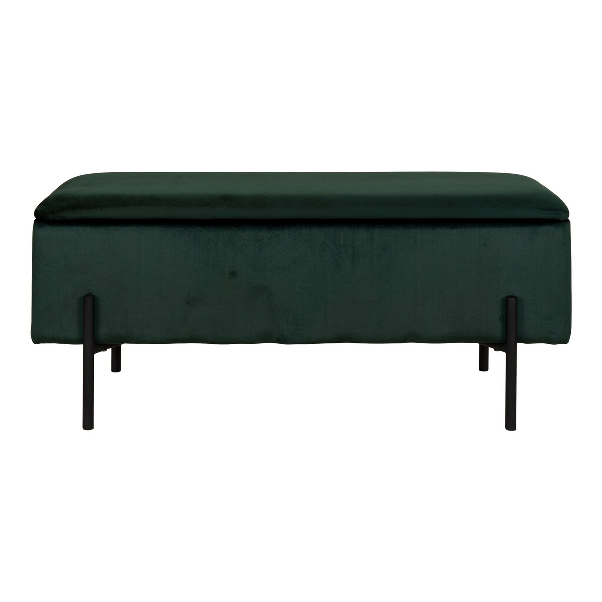Watford Bench - Green, Velour, Black Metal Legs