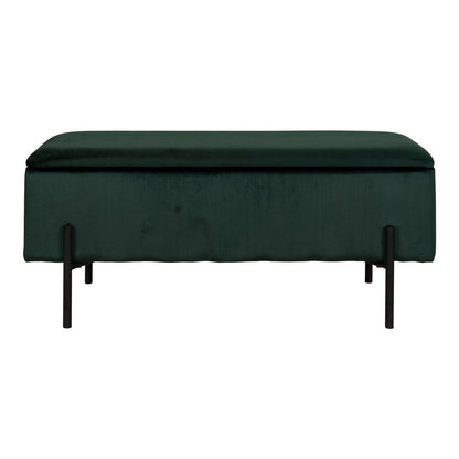 Watford Bench - Green, Velour, Black Metal Legs