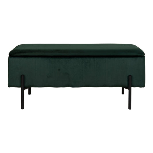 Watford Bench - Green, Velour, Black Metal Legs