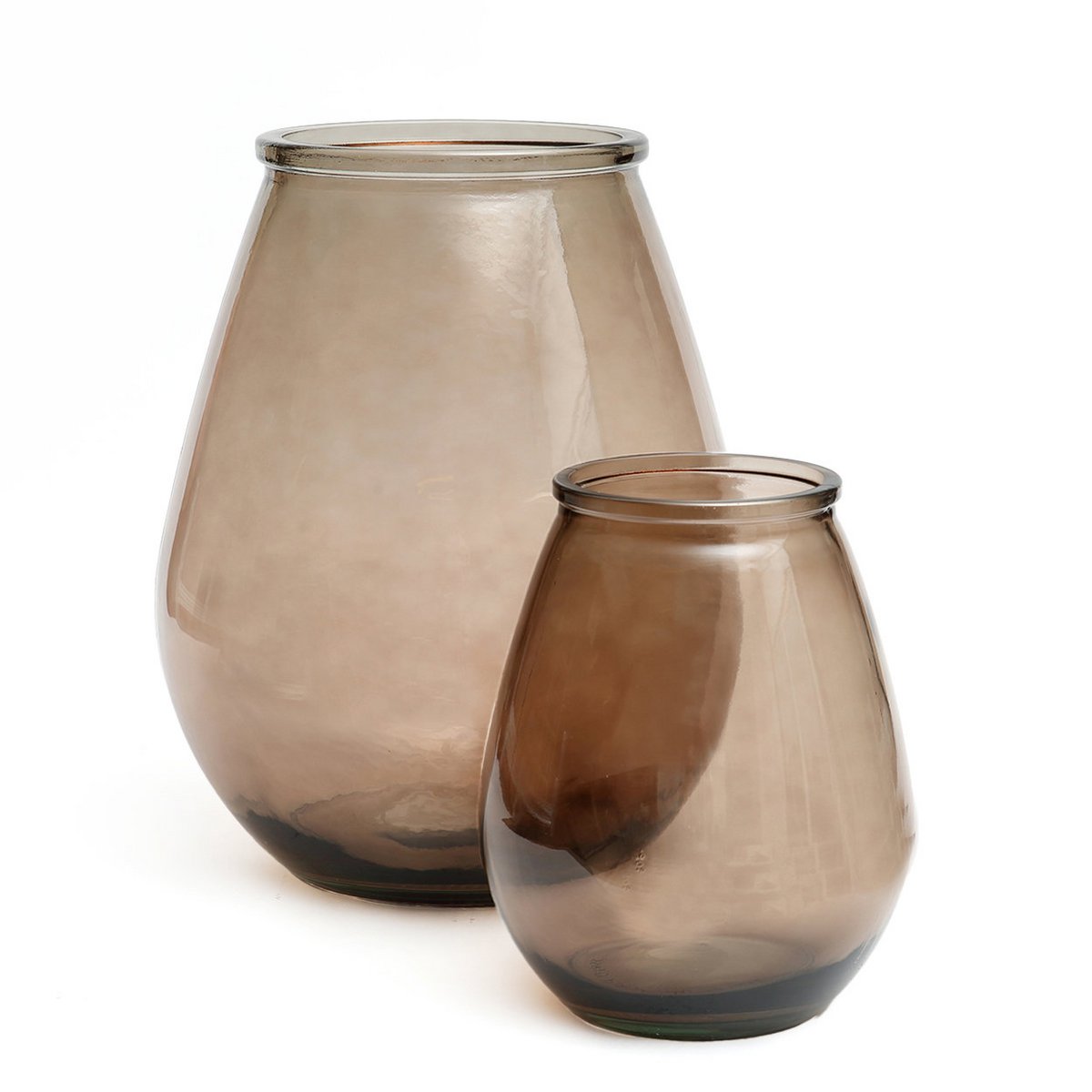 Recycled Glass Vase - Beige Decorative Vase for Flowers, Medium