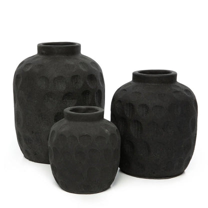 Terracotta Vase - Black Trendy Vase for Home Decor - Medium