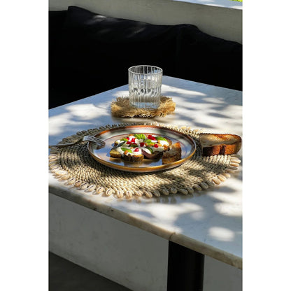 Seagrass Placemat with Shells - Natural Coastal Table Decor