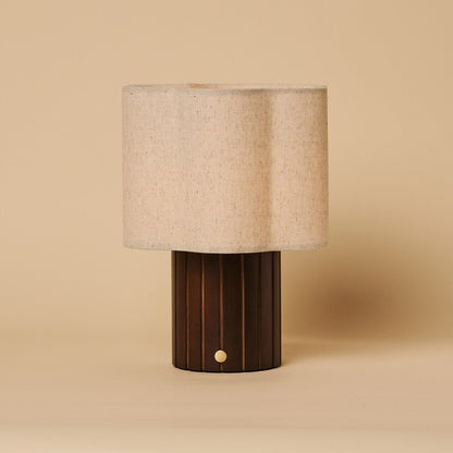 Bianca Dark Brown Rechargeable Table Lamp | Stylish, Functional & Linen Blend