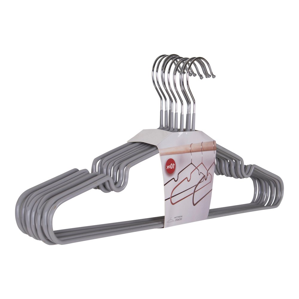 Metal Clothing Hangers - Grey Non-Slip Closet Hangers, Set of 10