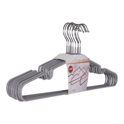 Metal Clothing Hangers - Grey Non-Slip Closet Hangers, Set of 10