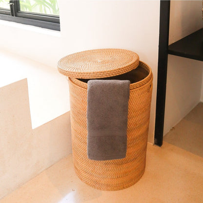 Rattan Laundry Basket with Lid – Handmade Storage Basket SARI