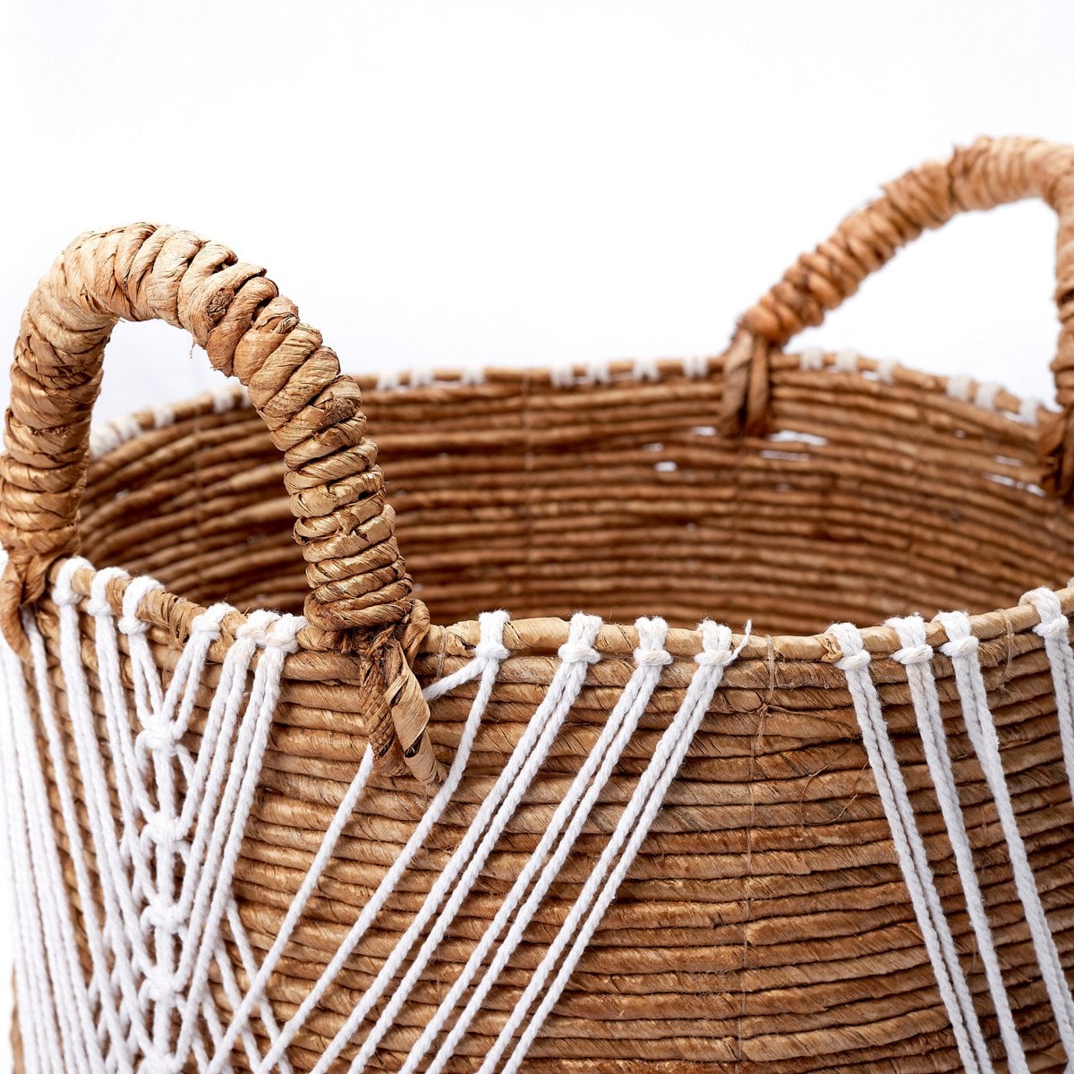 Banana Fibre Storage Basket – Handwoven Laundry & Plant Organizer – Natural
