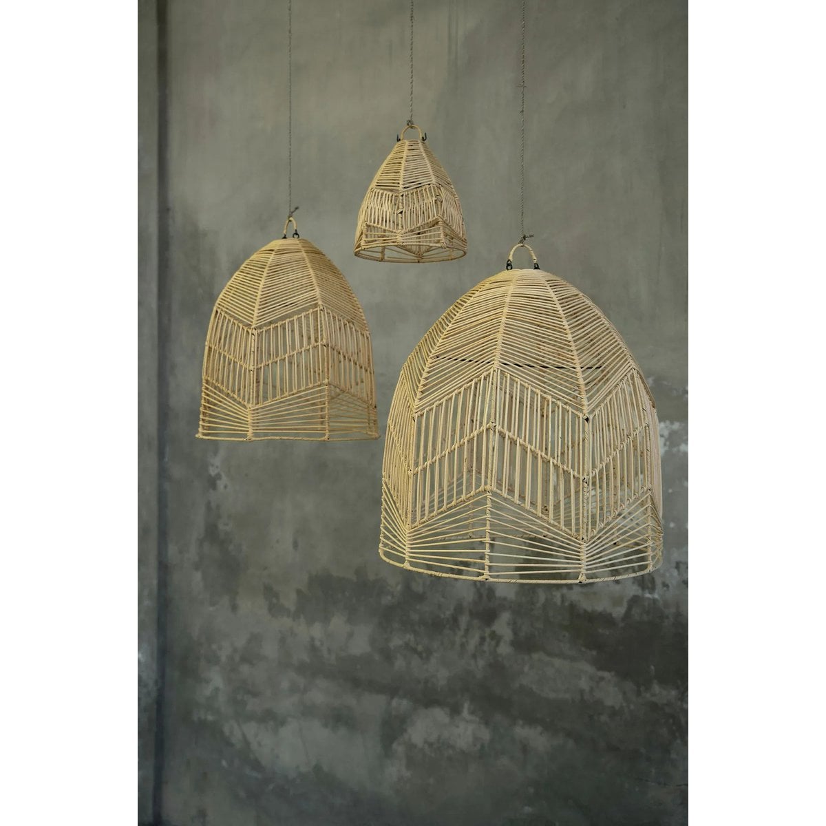 Rattan Pendant Light - Small Natural Woven Lamp for Boho Decor