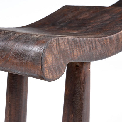 Mango Wood Wave Bench - Dark Walnut Finish - Medium