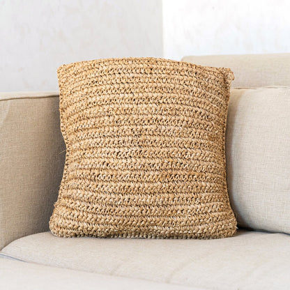 Raffia Cushion - Boho Pillow - Natural Home Decor