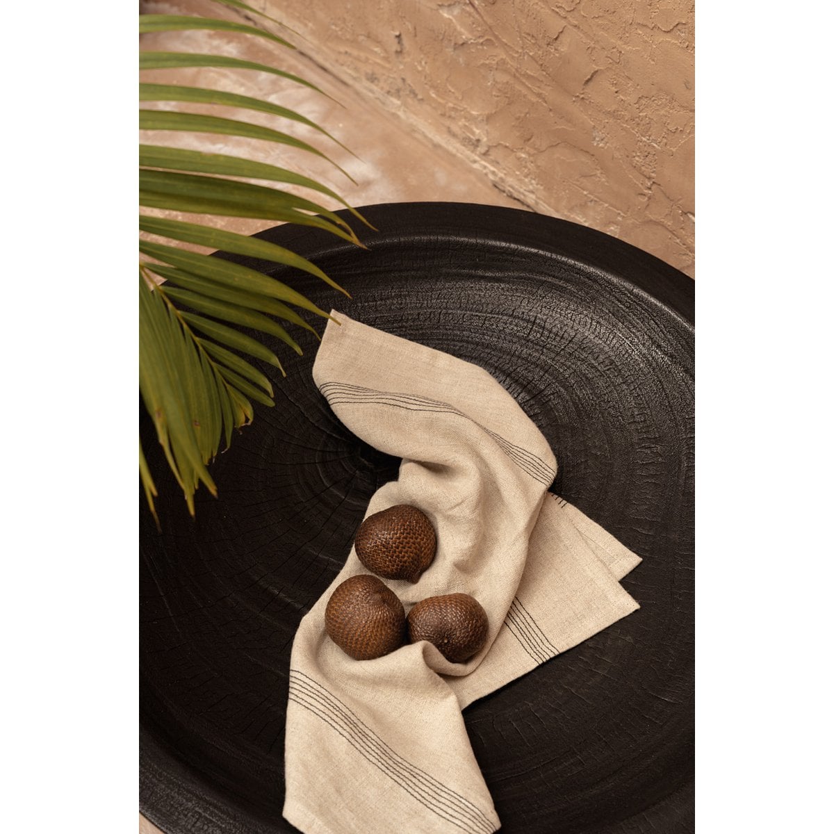 Linen Napkin - Black Stripe - 45x45